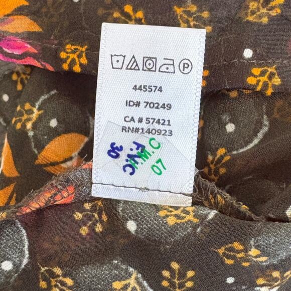 LOFT Sheer Floral Button Down Blouse M Whimsigoth Boho Cottagecore Dark Romantic - Picture 5 of 10